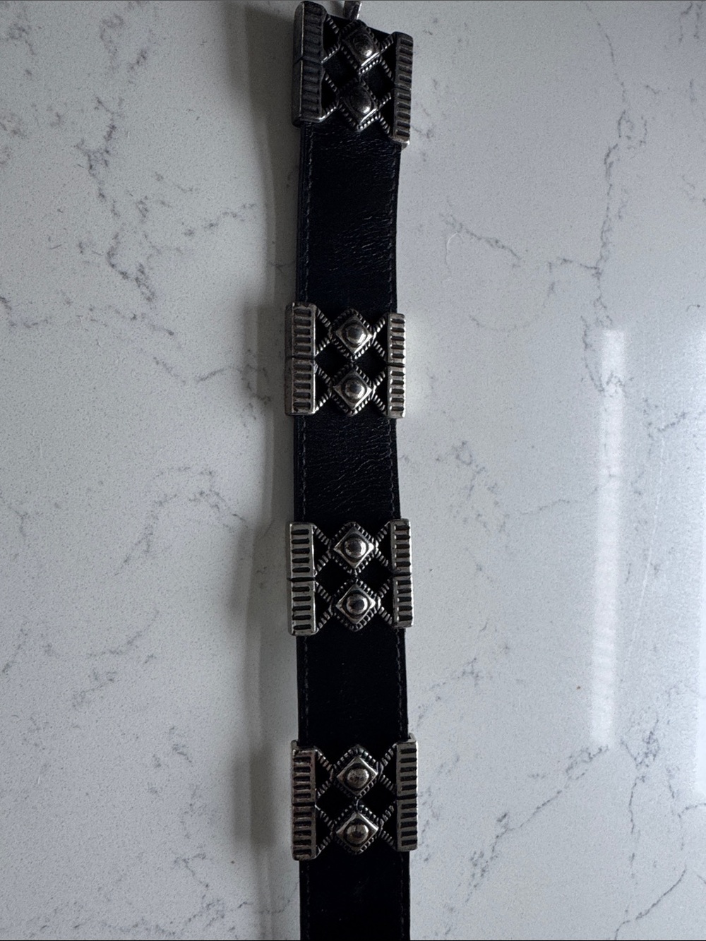 Chico's Black and Silver Chain-Link Waist Belt
